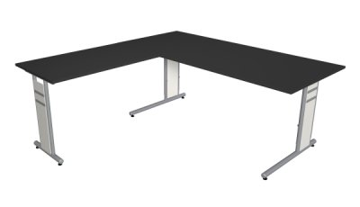Winkelschreibtisch Form4 C-Fuss 80x180 cm Anthrazit
